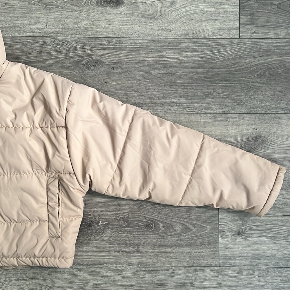 THE FIFTH LABEL Oversized Puffer Jacket XS Beige Neutral Cropped Retro 90s Fall - Picture 7 of 12